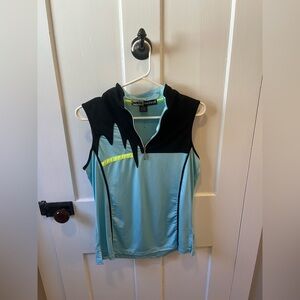 Jamie Sadock Blue and Black Abstract Golf Tank Top Medium